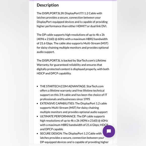 StarTech.com 3 ft DisplayPort 1.2 Cable with Latches M/M - Picture 5 of 6